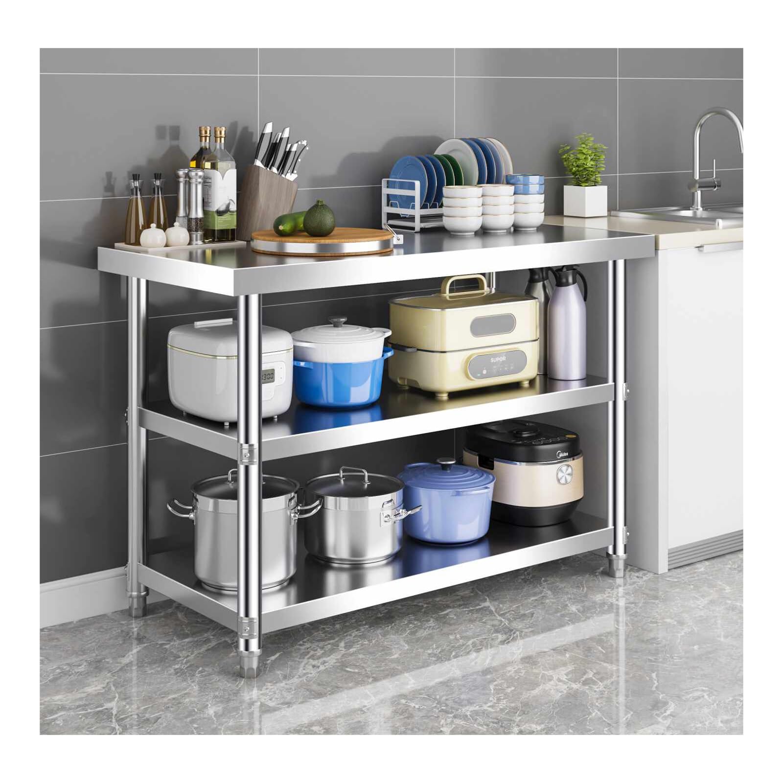 kitchen prep table, Can Be Used For Coffee Shop Operating Tables, Corporate Staff Restaurants, Hotel Kitchens, Etc(100 * 40 * 80cm/39.3 * 15.7 * 31.5in)