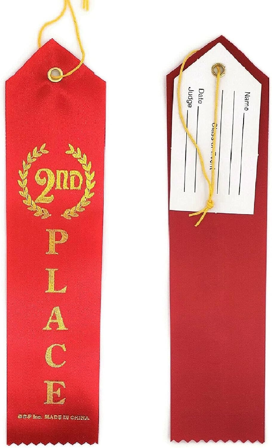 1st, 2nd and 3rd Place Winner Award Ribbons (36 Pack) Navy Blue, Red and White with Gold Writings! Includes Event Card & String (1st, 2nd, 3rd - All 3)