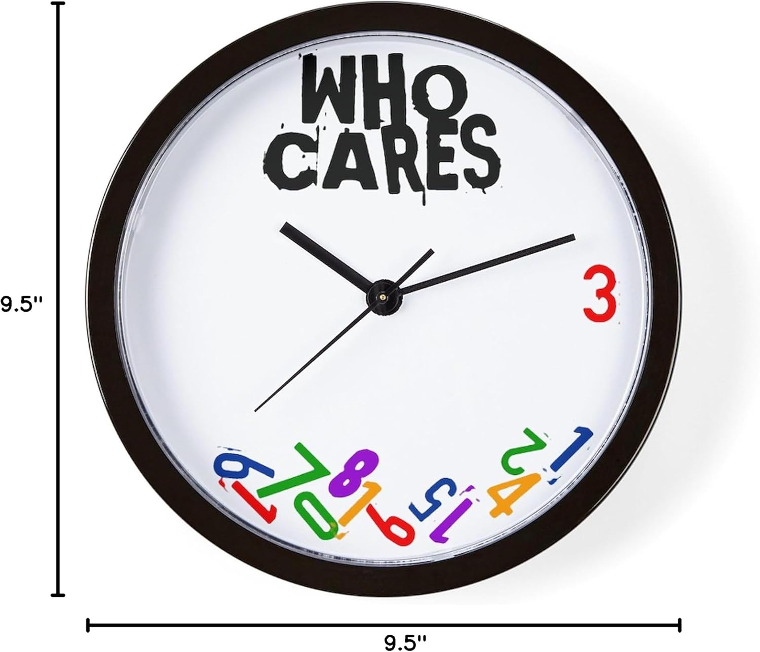 CafePress Who Cares Falling Numbers Wall Clock 10" Wall Clock for Livingroom, Kitchen, or Office