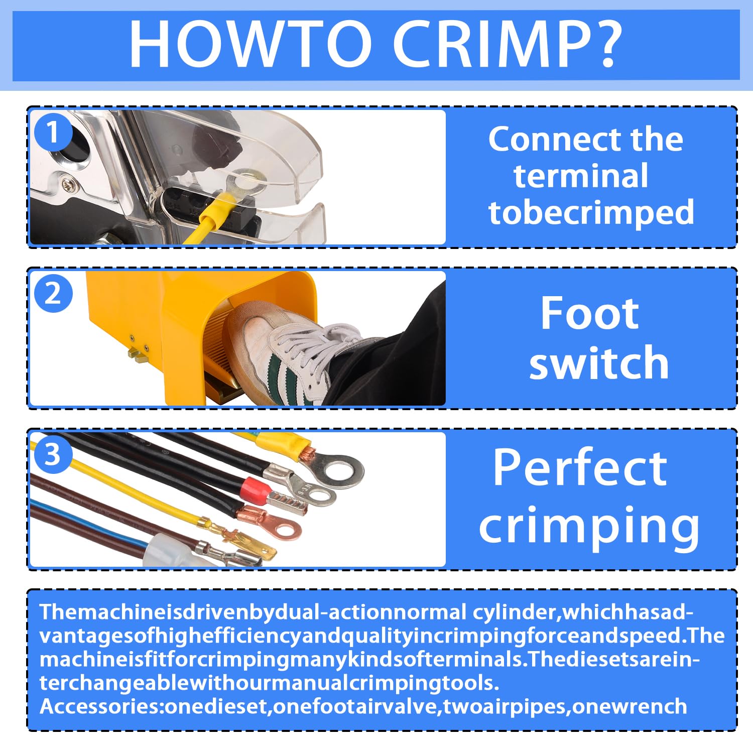 Pneumatic Crimping Tool Air Powered mit verschiedenen Dies Sets