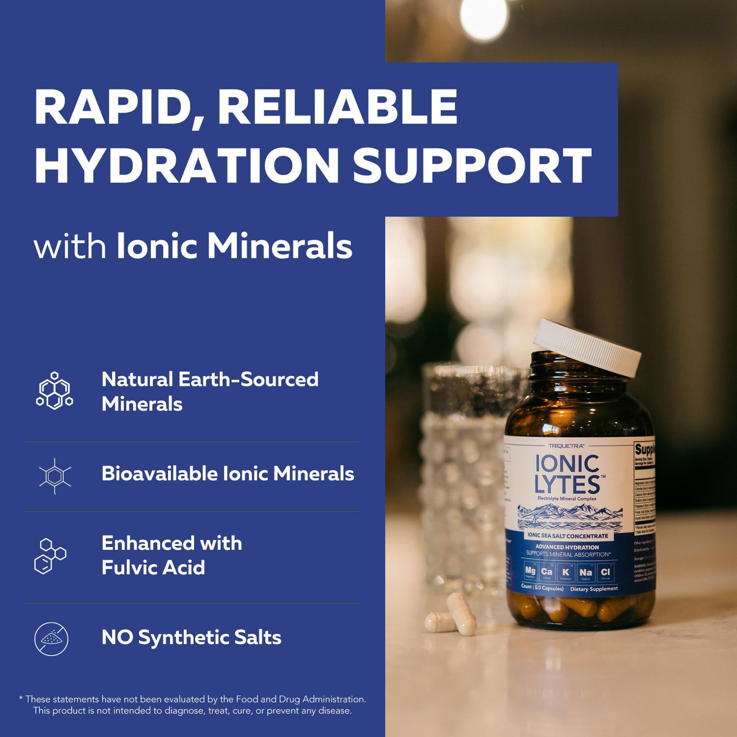 Ionic Lytes™ Electrolyte Mineral Complex with Ionic Sea Salt, Fulvic & Humic Acid - Supports Hydration, Electrolyte & Mineral Balance & Muscle Function (60 Capsules) - Soy-Free, Gluten-Free, cGMP - Image 2