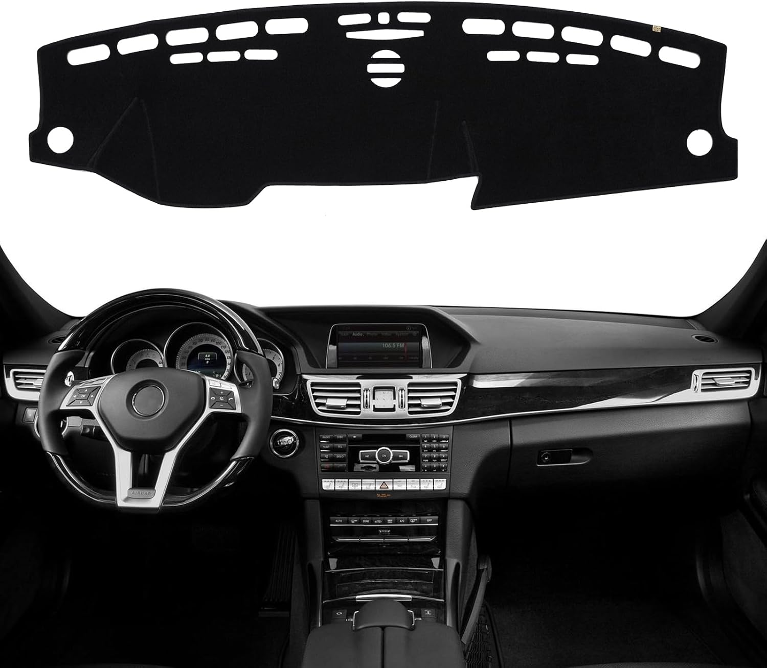 KEYOOG Dashboard Cover Dash Mat Fit for 2016-2010 Me-rcedes-Benz E-Class (W212) E250 E350 E400 E300 E550 (Without HUD Models),Car Dash Board Mat Anti-Glare Carpet,Non-Slip Pad (Black)
