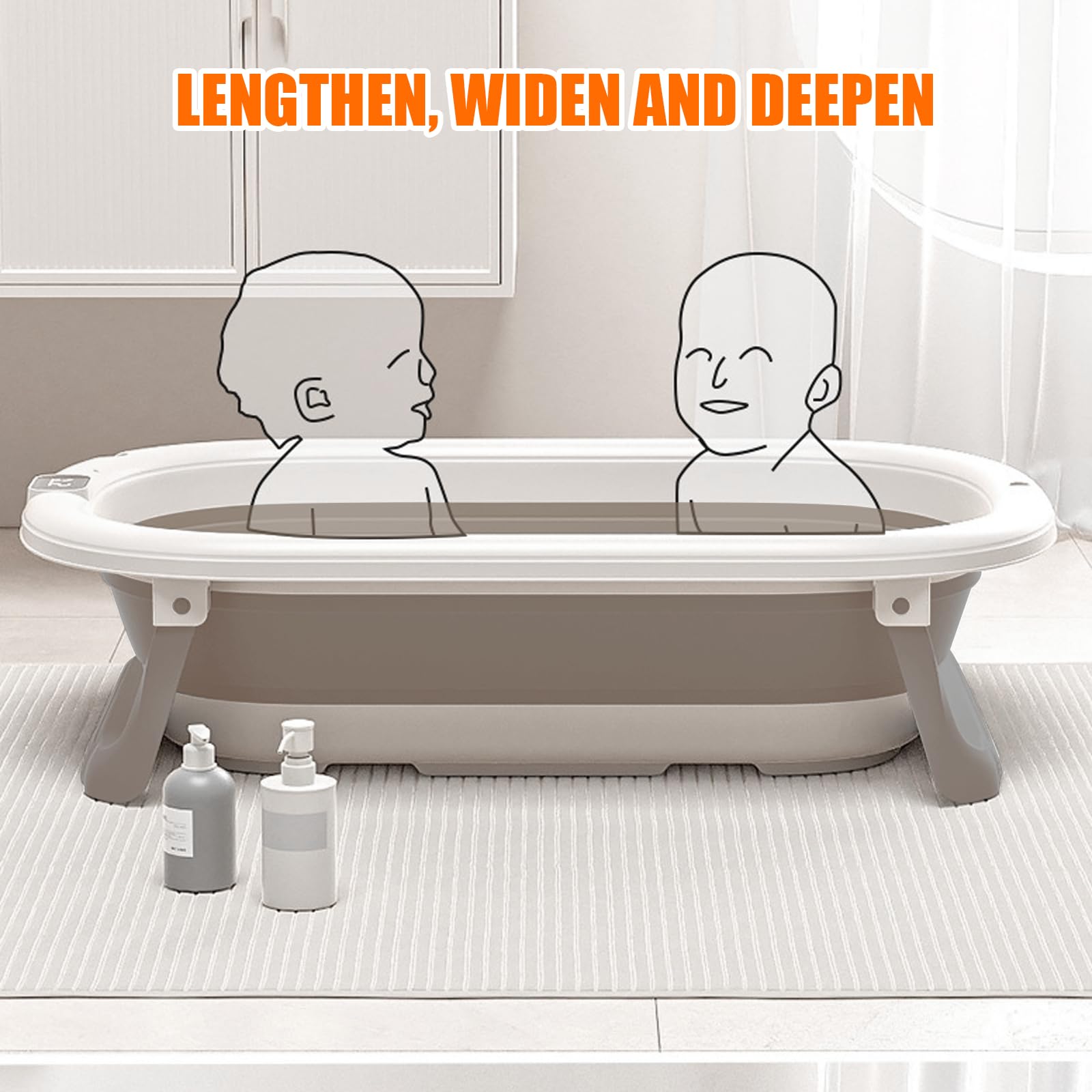 Baignoire Enfants Pliable XXL avec Transat de Bain et Thermomètre Intégré Baignoire Sur Pied Cadeau Naissance