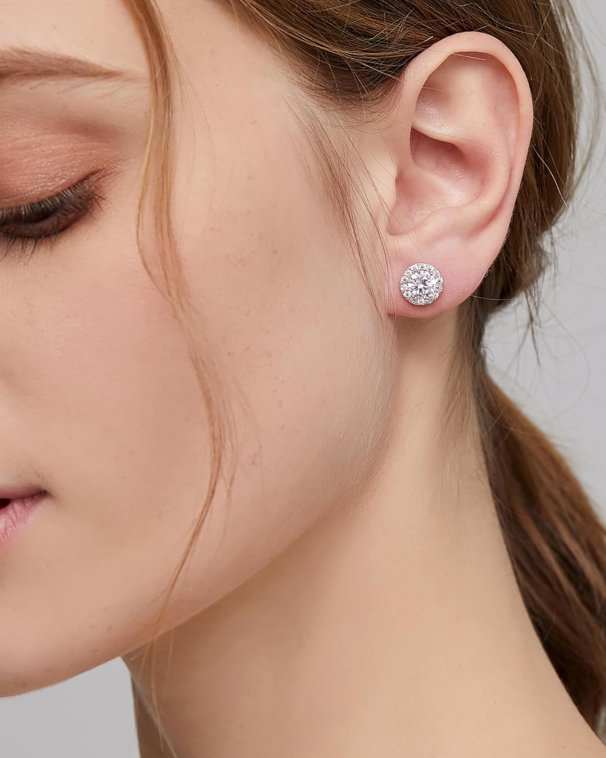Halo Stud Earrings 925 Sterling Silver Cubic Zirconia Halo Earrings for Women/Men - Image 5