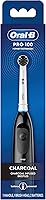Oral-B Pro 100 Charcoal Electric Toothbrush, Battery Powered Rotating Black - Whitens Teeth, Removes Stains