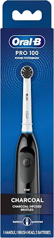 Oral-B Escova de dentes elétrica Pro 100 carvão, alimentada por bateria, preta