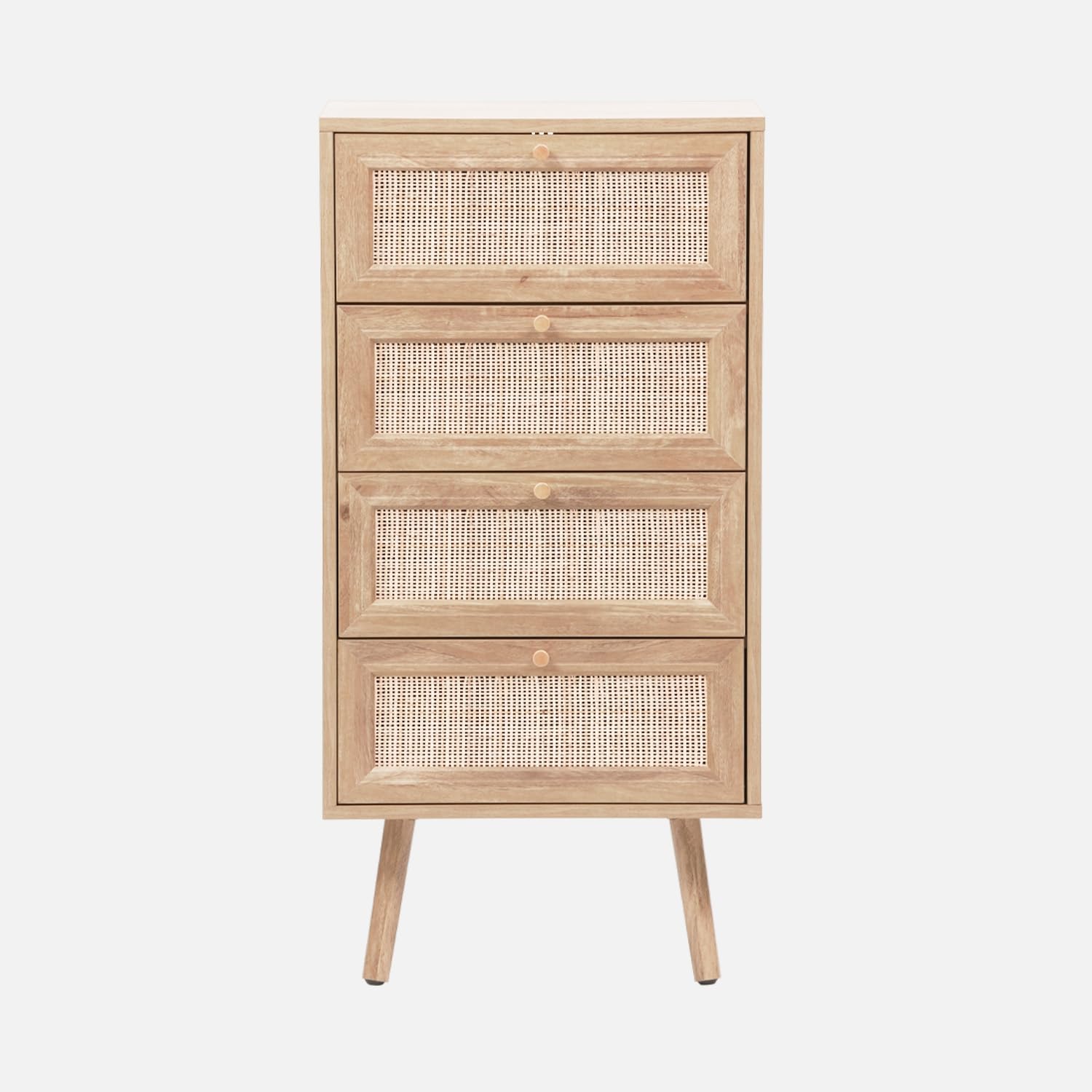 sweeek - Commode chiffonnier 4 tiroirs décor Bois et cannage