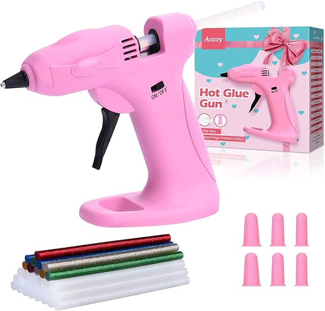 Cordless Hot Met Glue Gun - Mini Hot Glue Gun USB Rechargeable with 2600mAh Lithium Battery 30pcs Glue Sticks 7x140mm for DIY Arts Crafts Gift Home School Festival Decoration Quick Repairs Pink