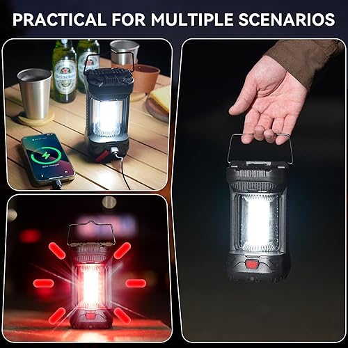 Miniatura 4 de AlpsWolf Linterna de campamento recargable, 1000 lúmenes, 4000 mAh, 4 modos de luz, linterna LED para campamento, senderismo, cortes de energía,