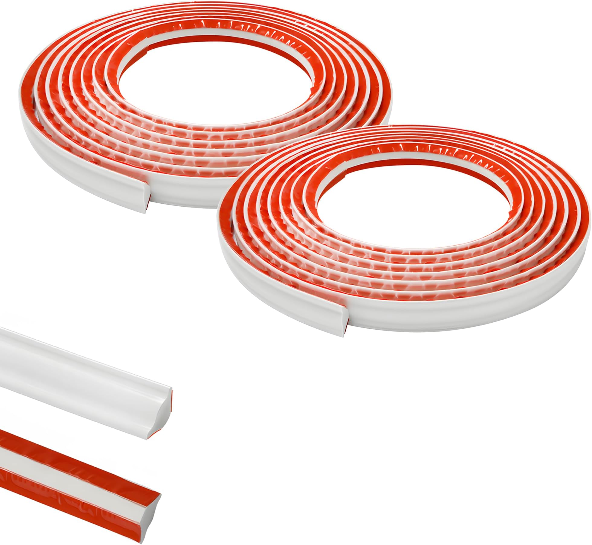 10M(5M*2 Rolls) PVC Quadrant Trim,Flexible Laminate Beading Self Adhesive Plastic Wall Corner Edging Strip for Worktop Ceiling Floor,Caulk Moulding Skirting Board Trim(19mm*10mm)