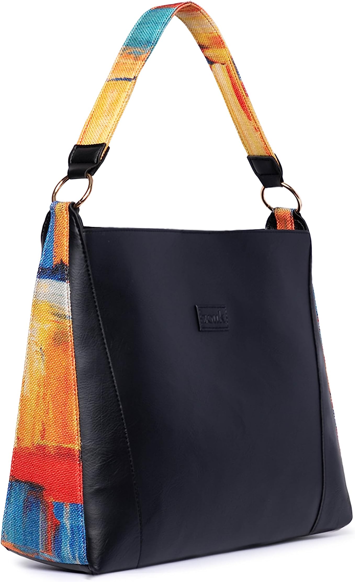 ZOUK Abstract Amaze Black Vegan Leather Classic Open Tote
