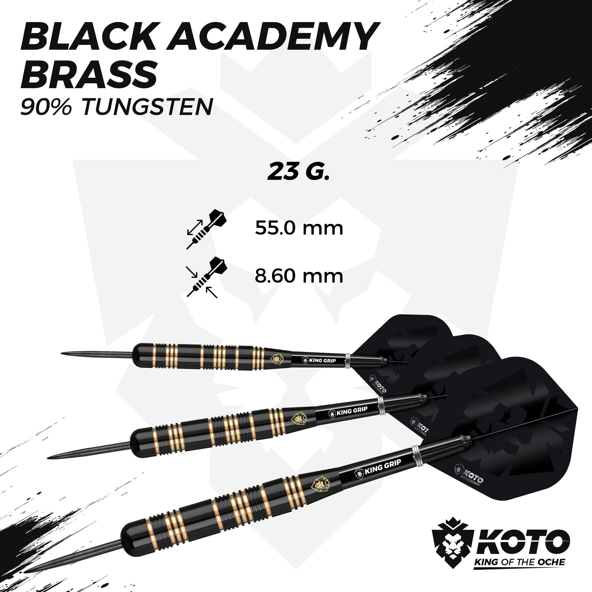KOTO - Fléchettes Black Academy Brass 90% 23 Grammes, Noires KOTO - Fléchettes Black Academy Brass 90% 23 Grammes, Noires