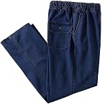 Ylingjun Homme Elastic Waist Jeans Casual Loose Fit Tir sur Jeans Denim Pantalons