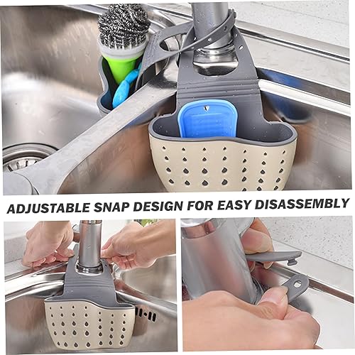 Miniatura 4 de Soporte de esponja de pie o colgante para fregadero de cocina, con correa ajustable, soporte de esponja para fregadero de cocina, cesta de plástico