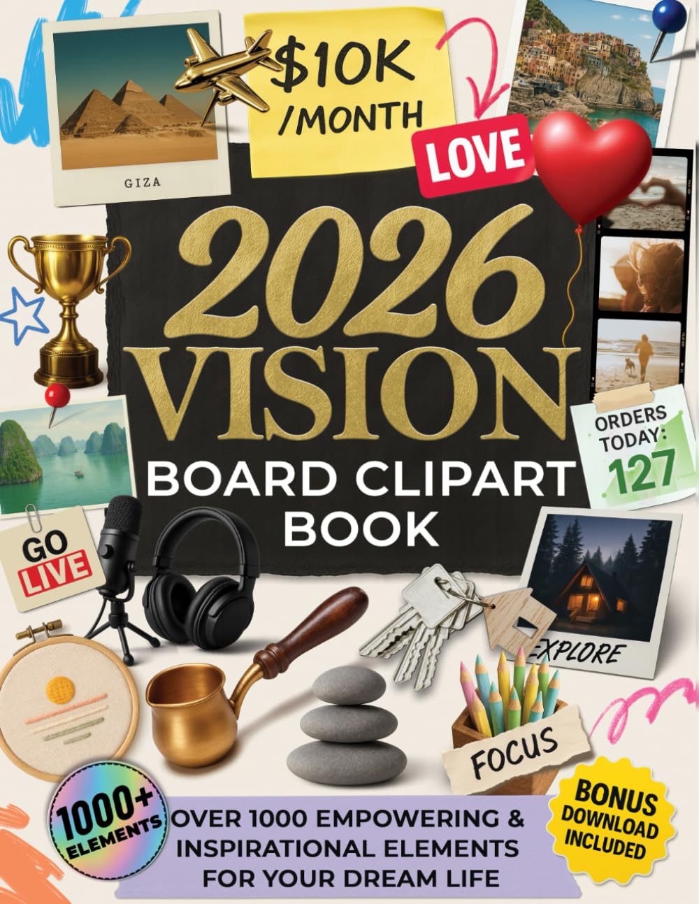 2026 Vision Board Clipart Book for Women: 1000+ Aesthetic Clip Art Cutouts & Empowering Affirmations to Manifest Feminine Energy, Wealth & Dream Life (Vision Board Supplies for Women)