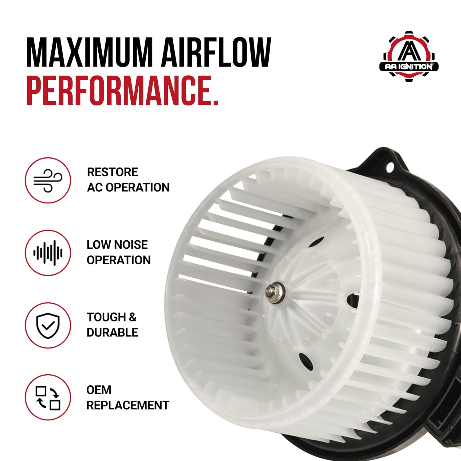 AC Blower Motor with Fan - Replaces 5012701AB, 5096255AA, 5096256AA, PM9198, 700012 - Compatible with Dodge and Jeep Vehicles - Ram 1500, Ram 2500, Ram 3500, 2002-2004 Grand Cherokee