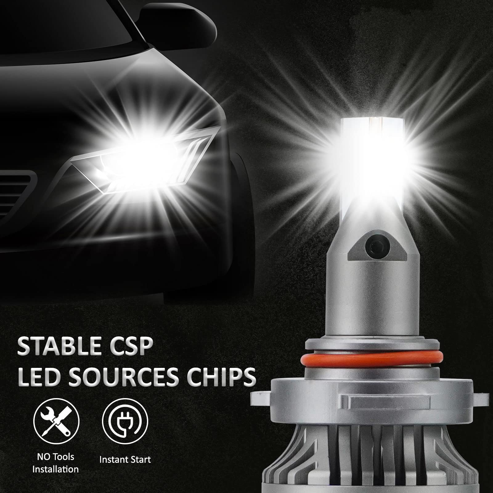 D-Lumina Żarówki 9006/HB4 LED soczewki,120W 20000LM 6500K Biały,Wersja specyfikacyjna dla projektora,Bardzo jasne diody LED Konwersja zestaw,Plug and Play,Anti-Radio,2 sztuk