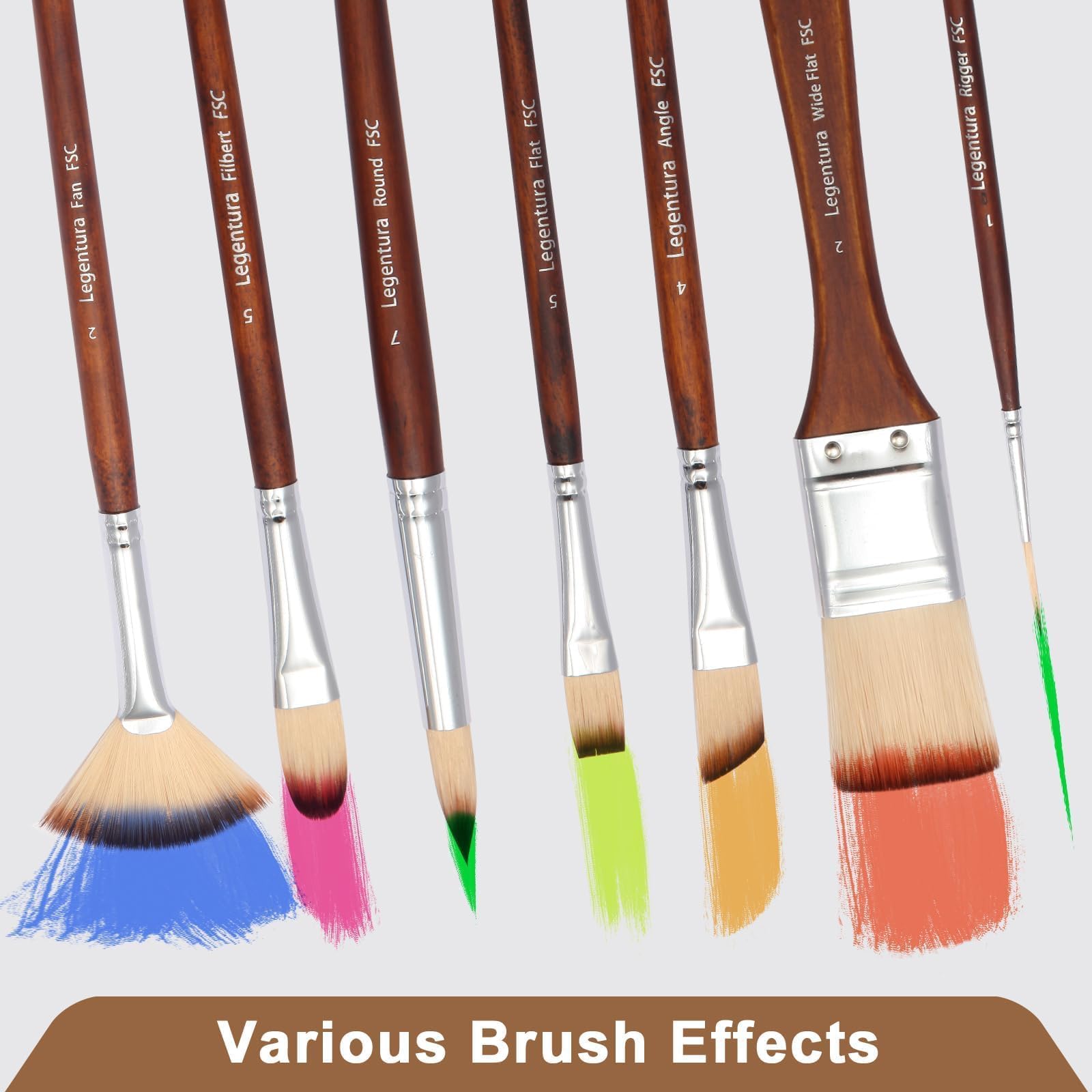 Set di 25 pennelli professionali per pittura acrilica, olio e acquerello con forme piatte, filbert, a ventaglio, rotonde, liner e pugnali, setole sintetiche e custodia da viaggio
