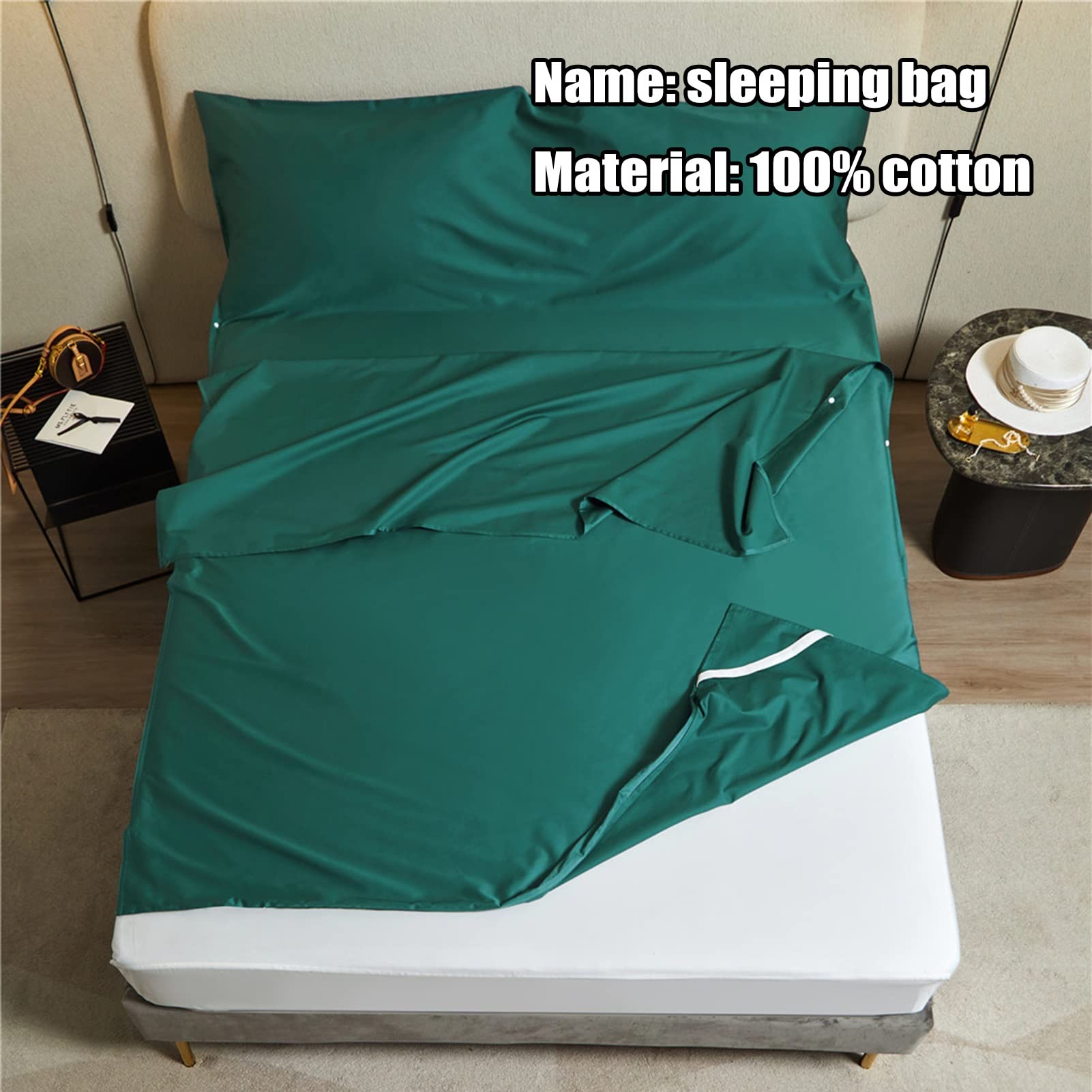 Sábanas para Sacos de Dormir Forro De Saco De Dormir 100% Algodón, Sábanas De Viaje Individuales/Dobles Y Sábanas De Camping, Saco De Dormir Ligero Portátil Compacto For Adultos, 4 Tamaños