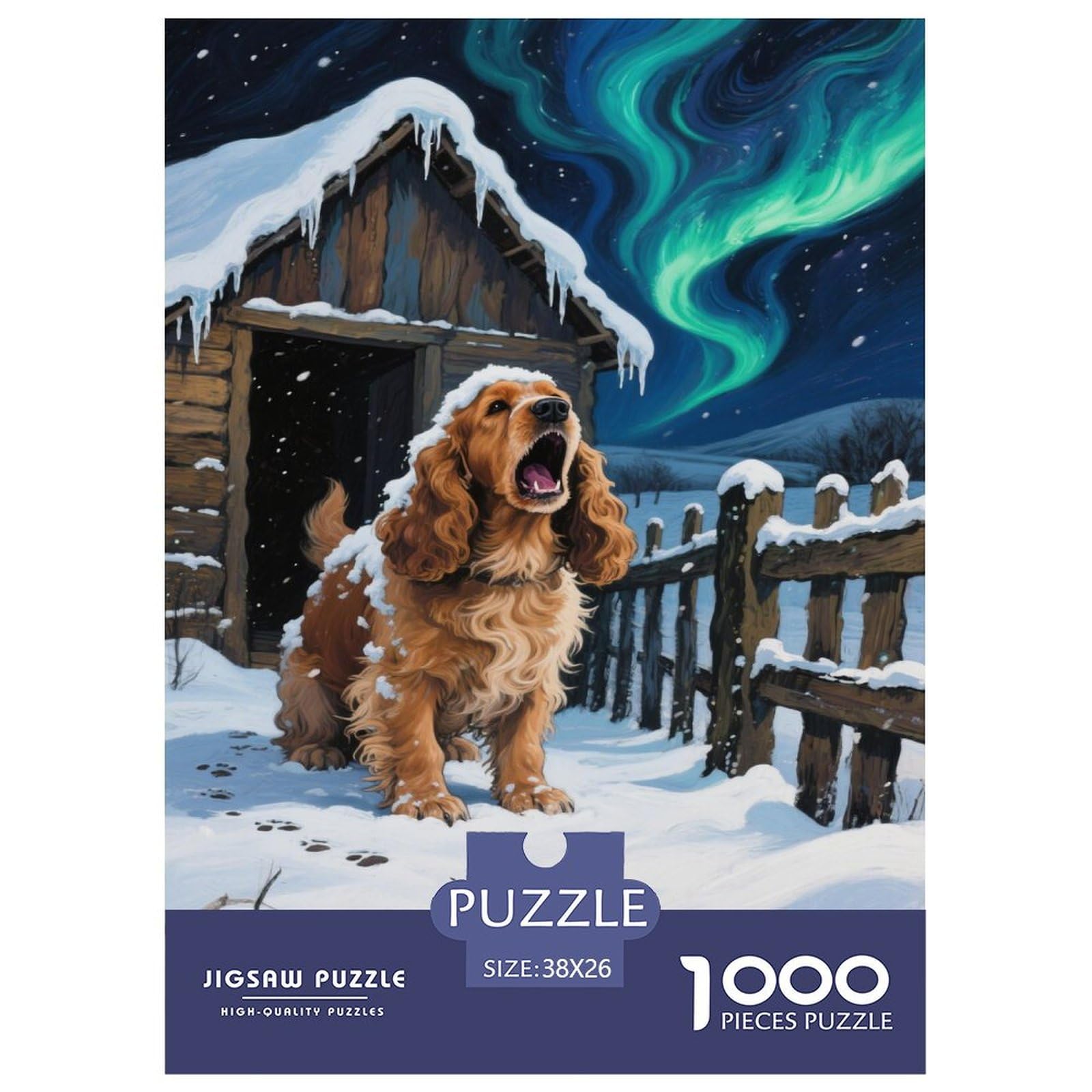 English Cocker Spaniel Jigsaw Puzzles 1000 Piece Challenge Toy for Adults,Aurora Borealis Impossible Jigsaw Puzzles 1000 Pieces Educational Games Home Decoration 38x26cm/1000pcs — image 1