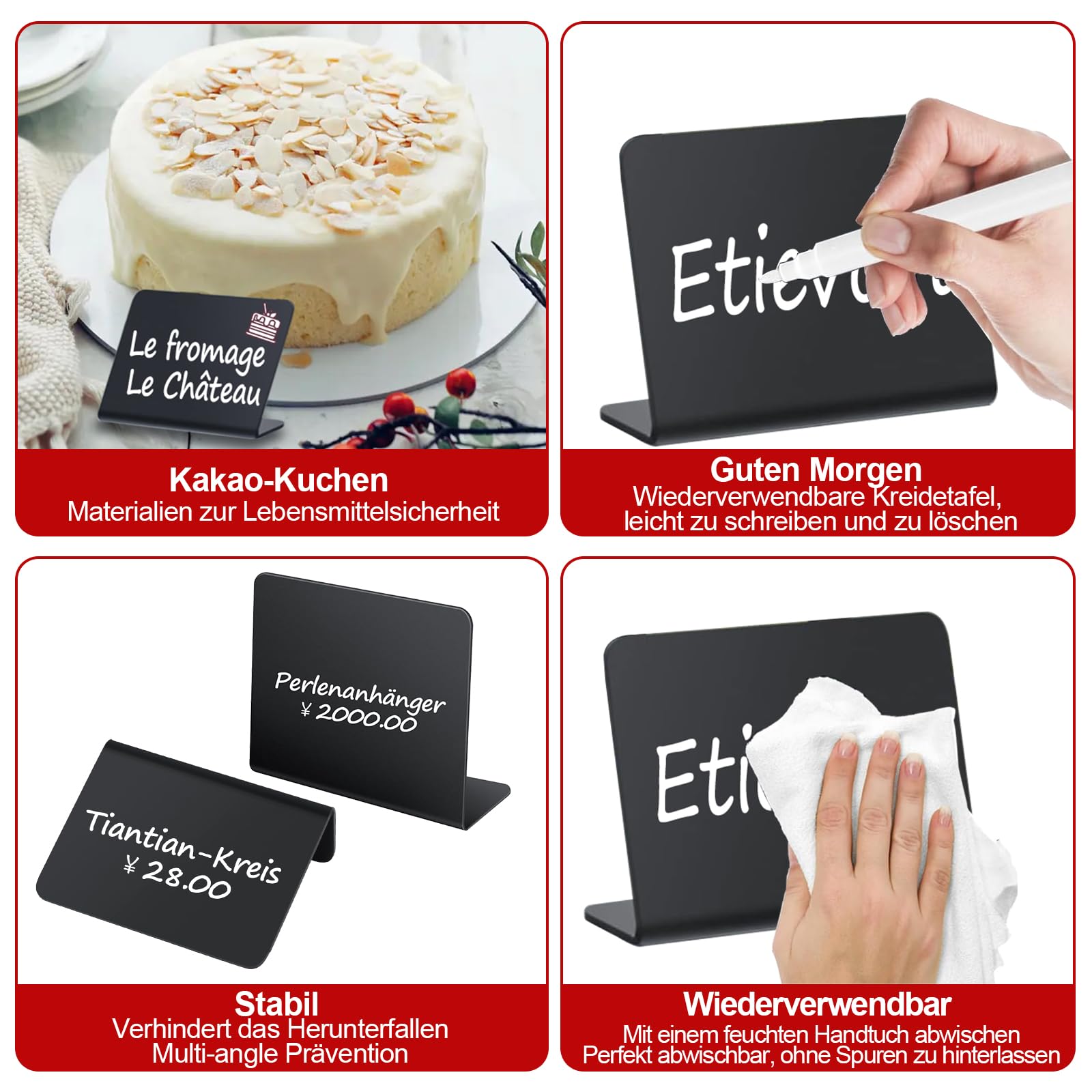 20 Lavagnette Segnaposto Cancellabili - Per Ristoranti, Matrimoni E Eventi Con Penna Included - Foto 4