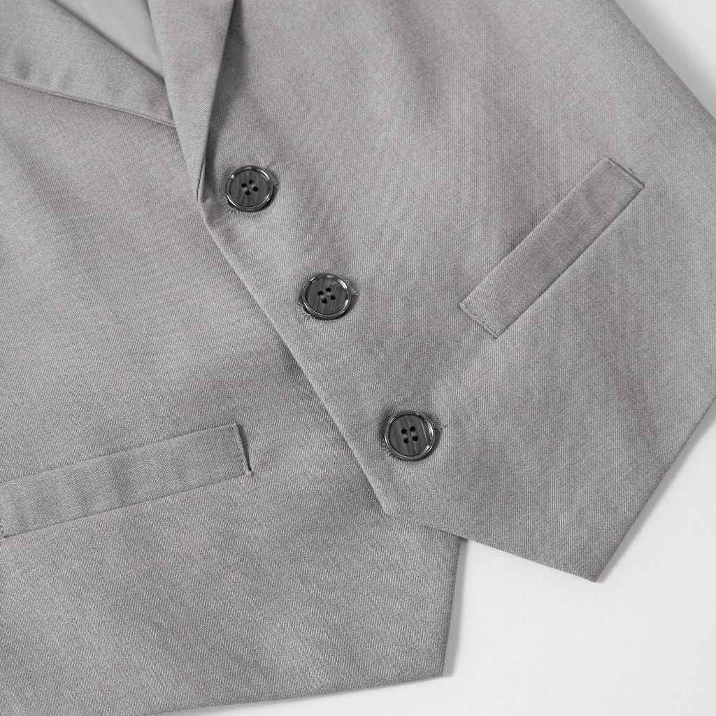 LOLANTA 4 Piezas Traje Corto de Boda para niños, Conjunto de Ropa de Ceremonia, Camisa + pantalón + Chaleco + Pajarita, 2-13 años