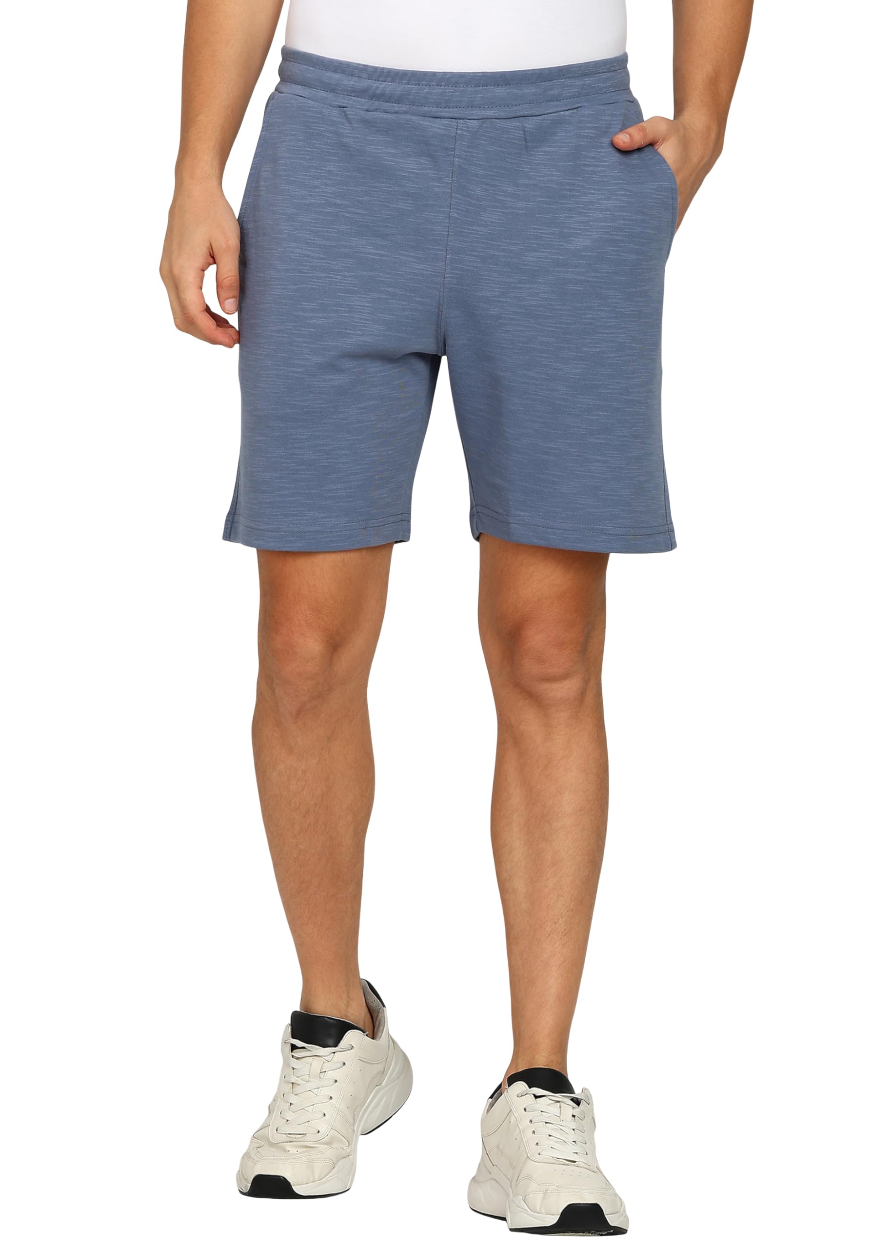 Alan Jones Clothing Men's Easy Stretchable Shorts | Cotton Blend Slub Fabric | Elastic Waist with Adjustable Drawstring | Soft Touch Casual Shorts with Side Pockets-picture-24