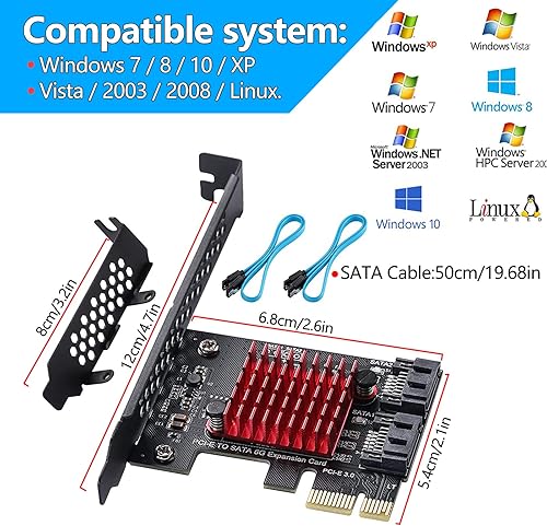 Miniatura 31 de PCIE a SATA 3.0 tarjeta 10 puertos,PCIE a SATA III 6Gbps tarjeta de expansión,ASM1166+JMB575 Chips