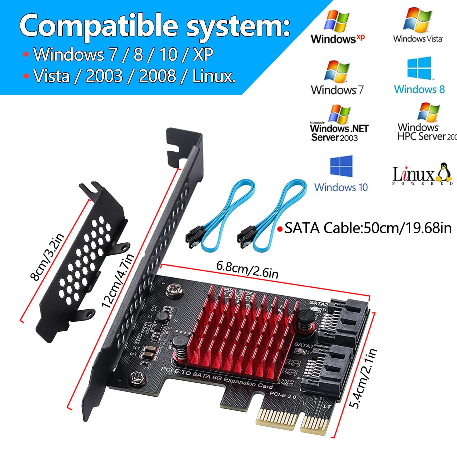 Scheda Controller PCIe SATA III 6Gbps A 2 Porte – PEXESAT322I, Con Chipset ASM1061, Supporto SSD E HDD, Staffe Full E Low Profile