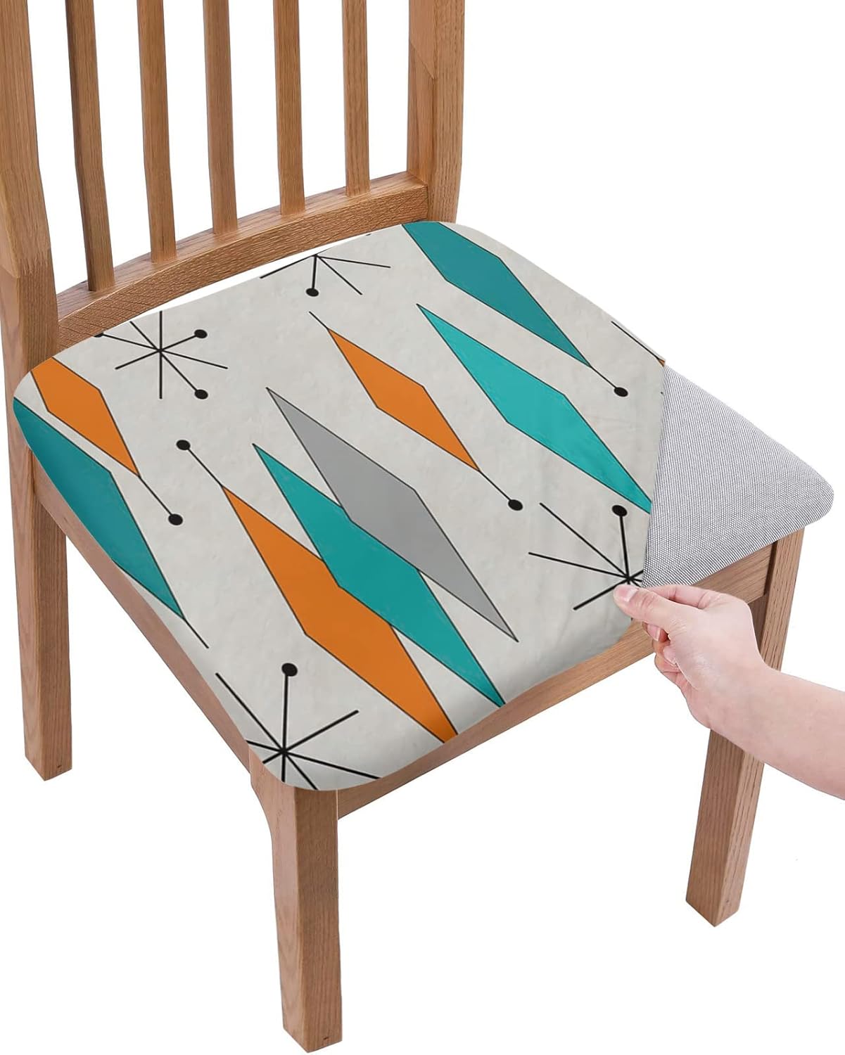 Savannan Dining Room Chair Seat Covers, Retro Geometric Mid