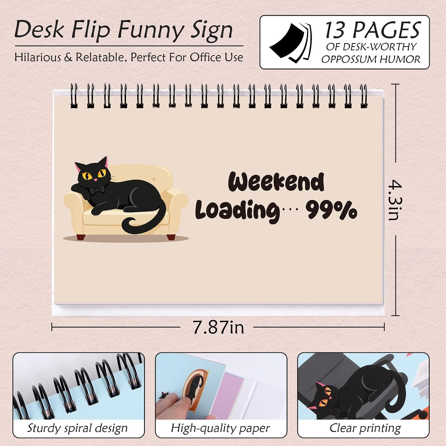 Black Cat Funny Desk Sign 12 Pages Flip Over Sign for Office image 3