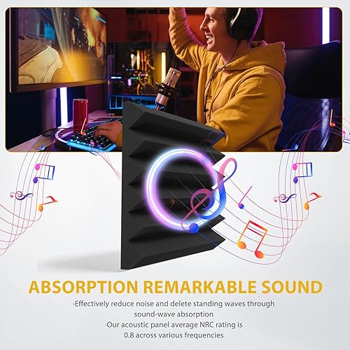 Miniatura 2 de 36 paquetes de paneles de espuma acústica Saiqiang de 2" x 12" x 12", paneles de espuma de insonorización con absorción de ruido en cuña, paneles