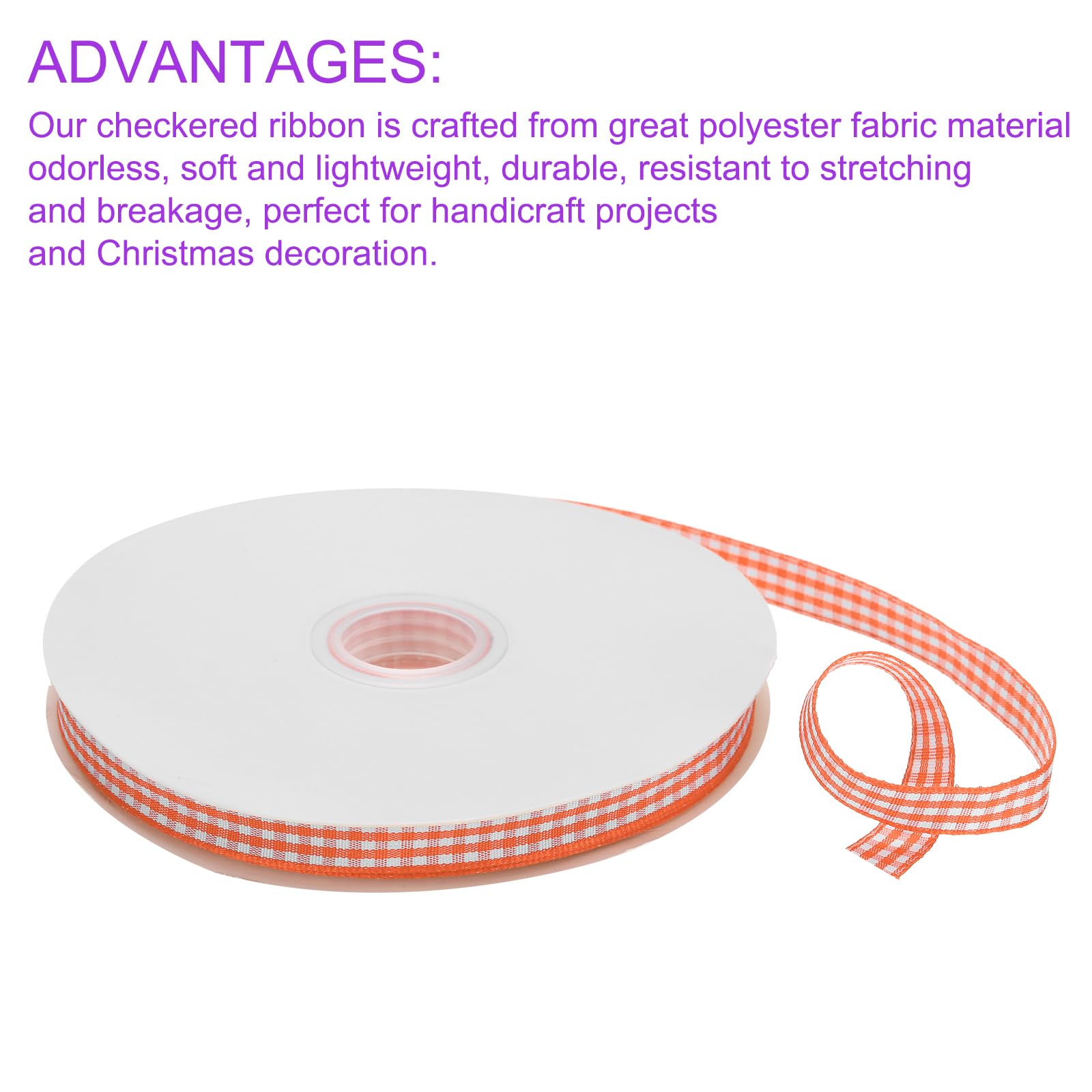 DMiotech 3/8 Inch 50 Yards Gingham Ribbon, Checkered Ribbon Plaid Ribbon for Gift Wrapping Decoration Art Craft DIY Orange and White - Image 4