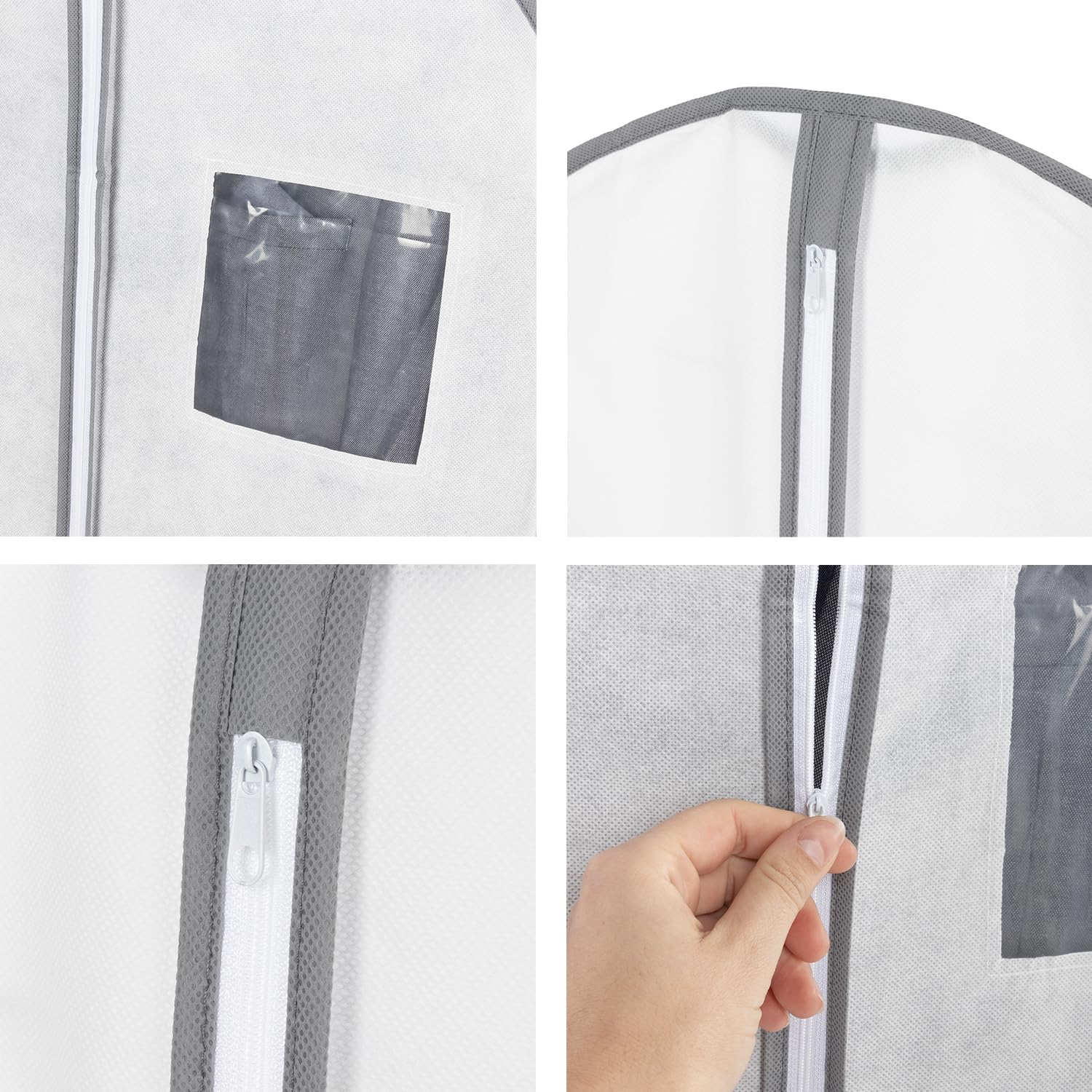 Compactor Pokrowiec na ubrania, długa długość na sukienki i płaszcze, zamek błyskawiczny, przeciwkurzowy, seria World of Storage, biały, 60 x 137 cm