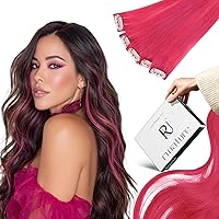 Vista 30 de RUNATURE Extensiones de cabello humano Itip rosa intenso de 22 pulgadas de largo, extensiones de cabello humano con punta en Itip, extensiones