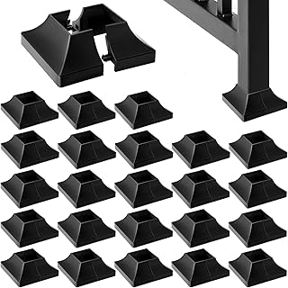 24Pcs Plastic Post Base Cover fit 2" Post, Decorative Square Railing Base Trim, Post Base Plate Cover,Durable Fence Post Flange Skirt for Patio, Porch, Stair, and Railing Systems, UV-Resistant, Black