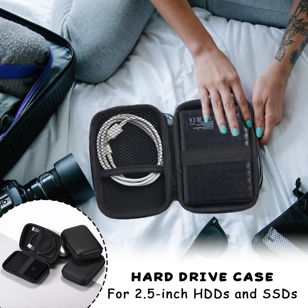 Borsa per hard disk esterno, custodia Eva, impermeabile, organizer universale per hard disk, power bank (nero)