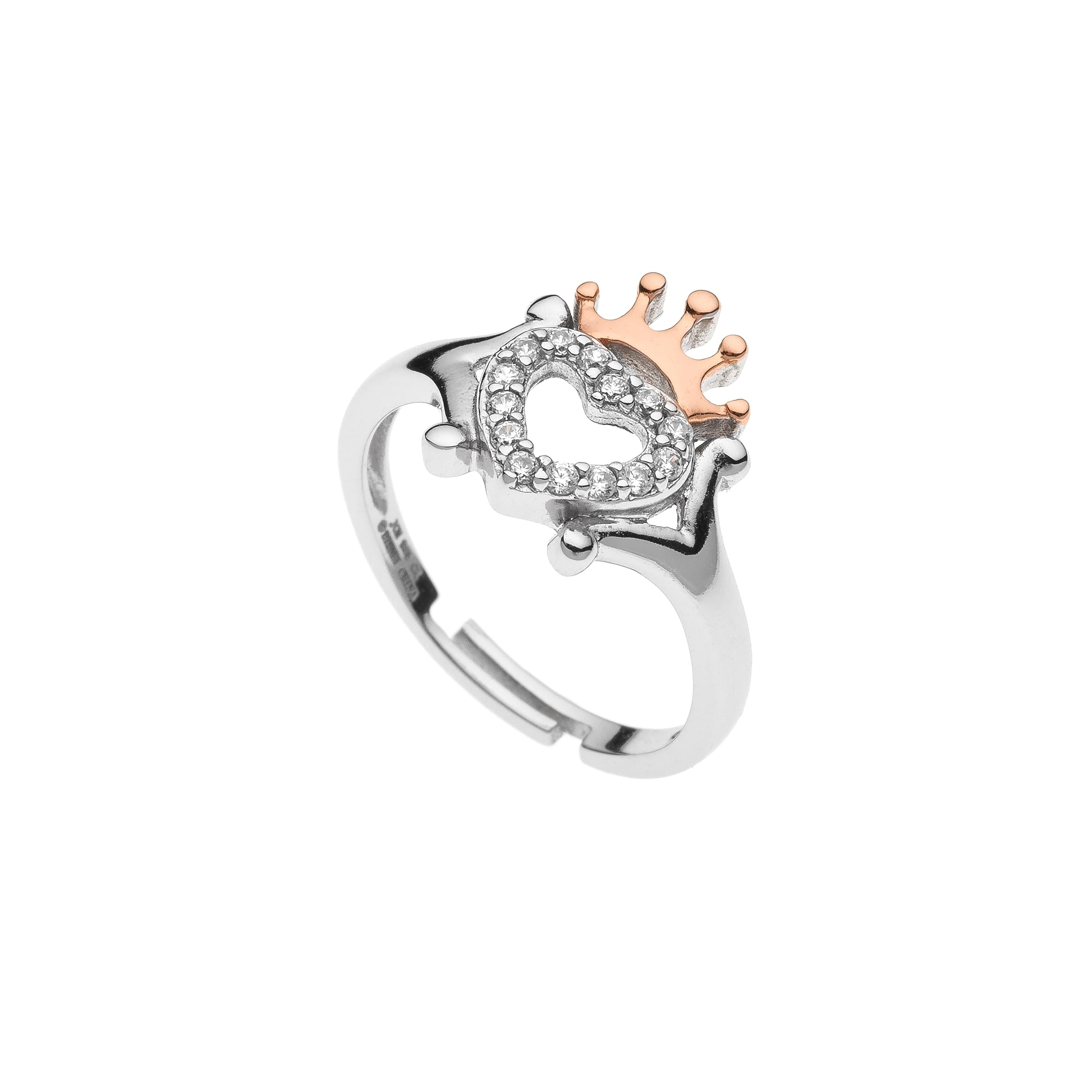 Disney Anello Principessa, Argento Sterling con Corona di Zirconi per Bambini e Ragazze, Gioielli