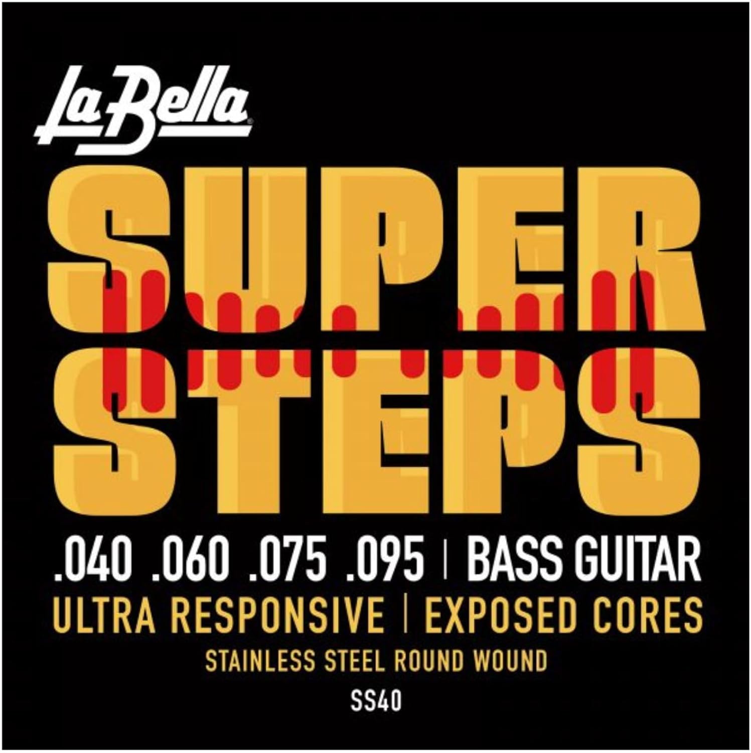 La Bella SS40 Super Steps - Extra Light Stainless Steel Round Wound Bass Guitar Strings 40-95