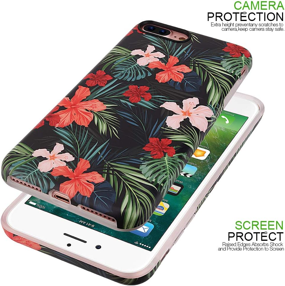 GOLINK iPhone 7 Plus Case/iPhone 8 Plus Floral Case, Matte Flower Series Slim-Fit Anti-Scratch Shock Proof Anti-Finger Print Flexible TPU Gel Case for iPhone 7/8 Plus(F28)