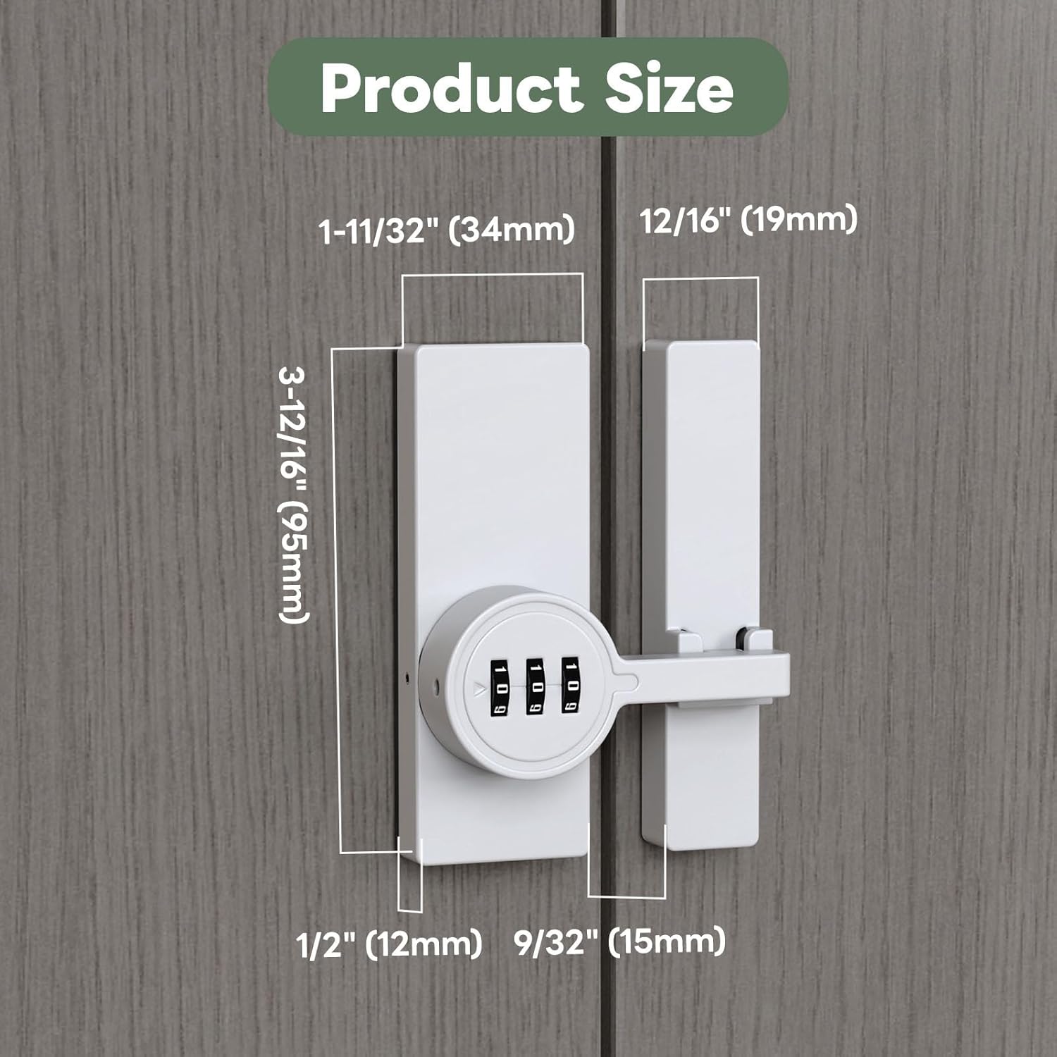 Keyless Password Barn Door Lock, 180 Degree Adhesive Cabinet Lock with 3-Digit Combination, Sliding Flip Door Latch with Glue and Screws for Gate, Closet, Shed, Pantry, Bedroom (White-2pcs)