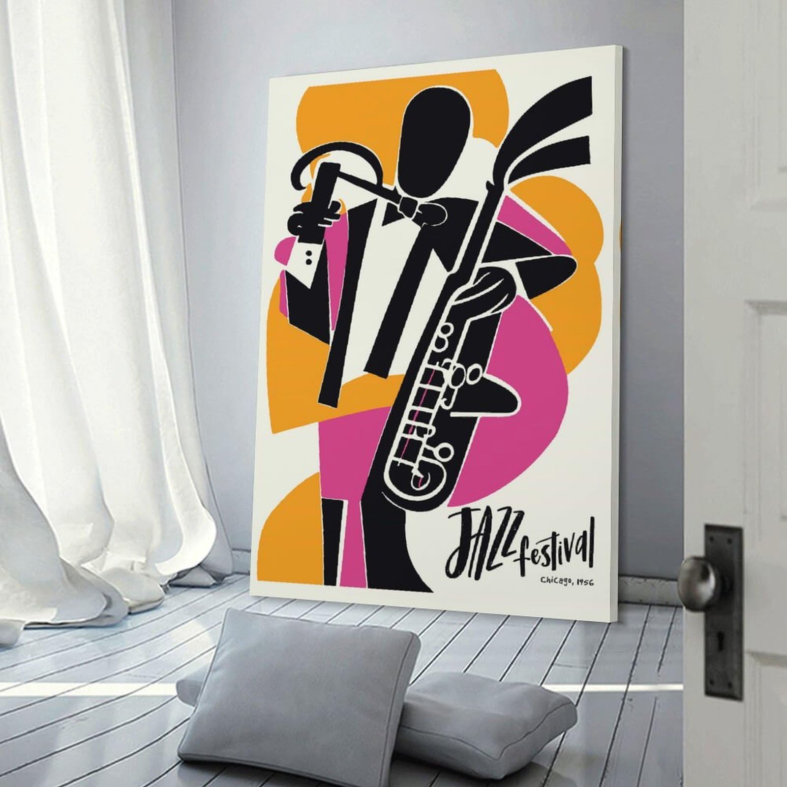 Junmoney Decorative Canvas Print Modern Jazz Festival, 24x36inch(60x90cm), for Office, Study Or Home Workspace, Decorative Artwork for Productive Spaces