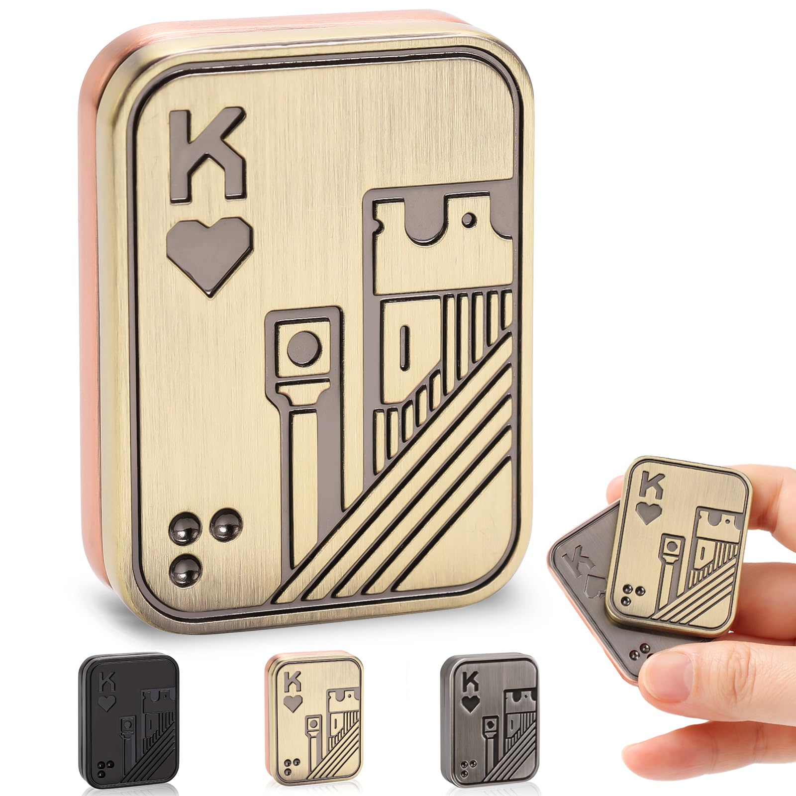 Sunny Power Metal Poker Fidget Toys Adults, Novelty Gag Metal Poker Push Card EDC Fidget Slider, Portable Stress Relief Toy, Magnetic Slider Anxiety Reducer Hand Spinners Gift for Men and Women