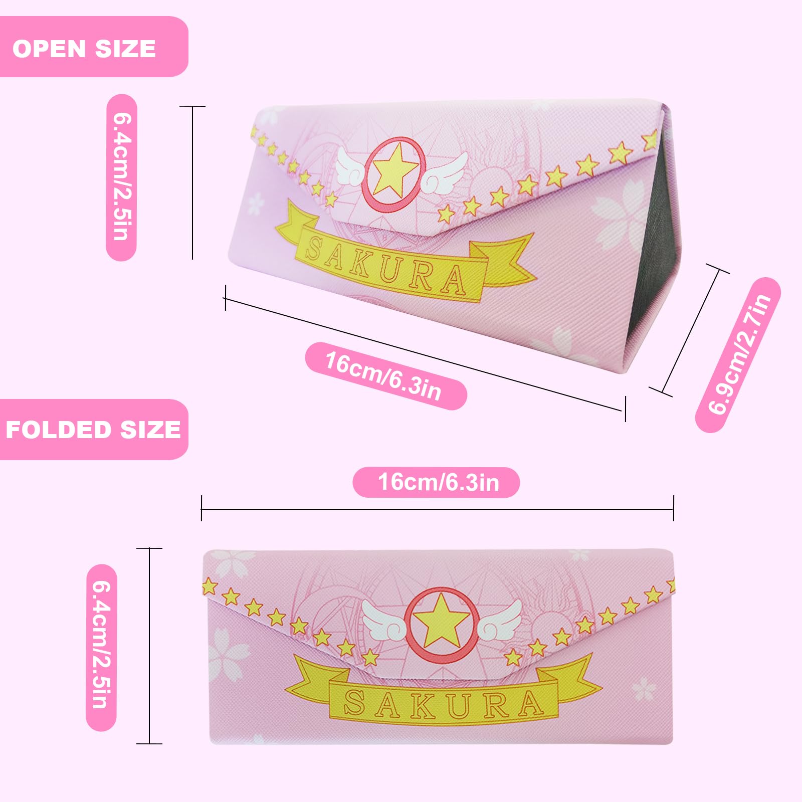 WSRXDMSN Cute Cartoon Foldable Anime Glasses Case Glasses Cloth Travel Portable Eyeglass Case for Girl (1)