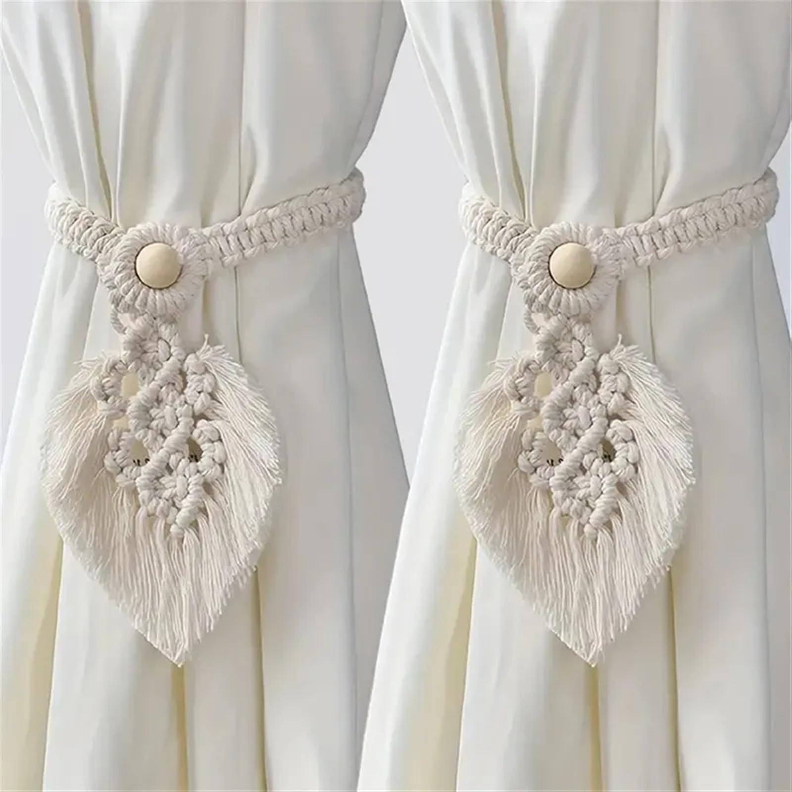 Alzapaños para Cortinas con borlas de algodón Tejidas a Mano, Accesorios Decorativos para Sala de Estar (Gris, 2 Unidades)