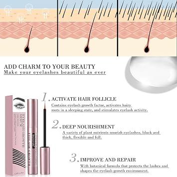 Eyelash Growth Serum, Eyelash Serum for Growth and Thickness, Grande Lash Serum Growth for Long Thickening Eyelashes, Eye Lash Serum Growth for Women