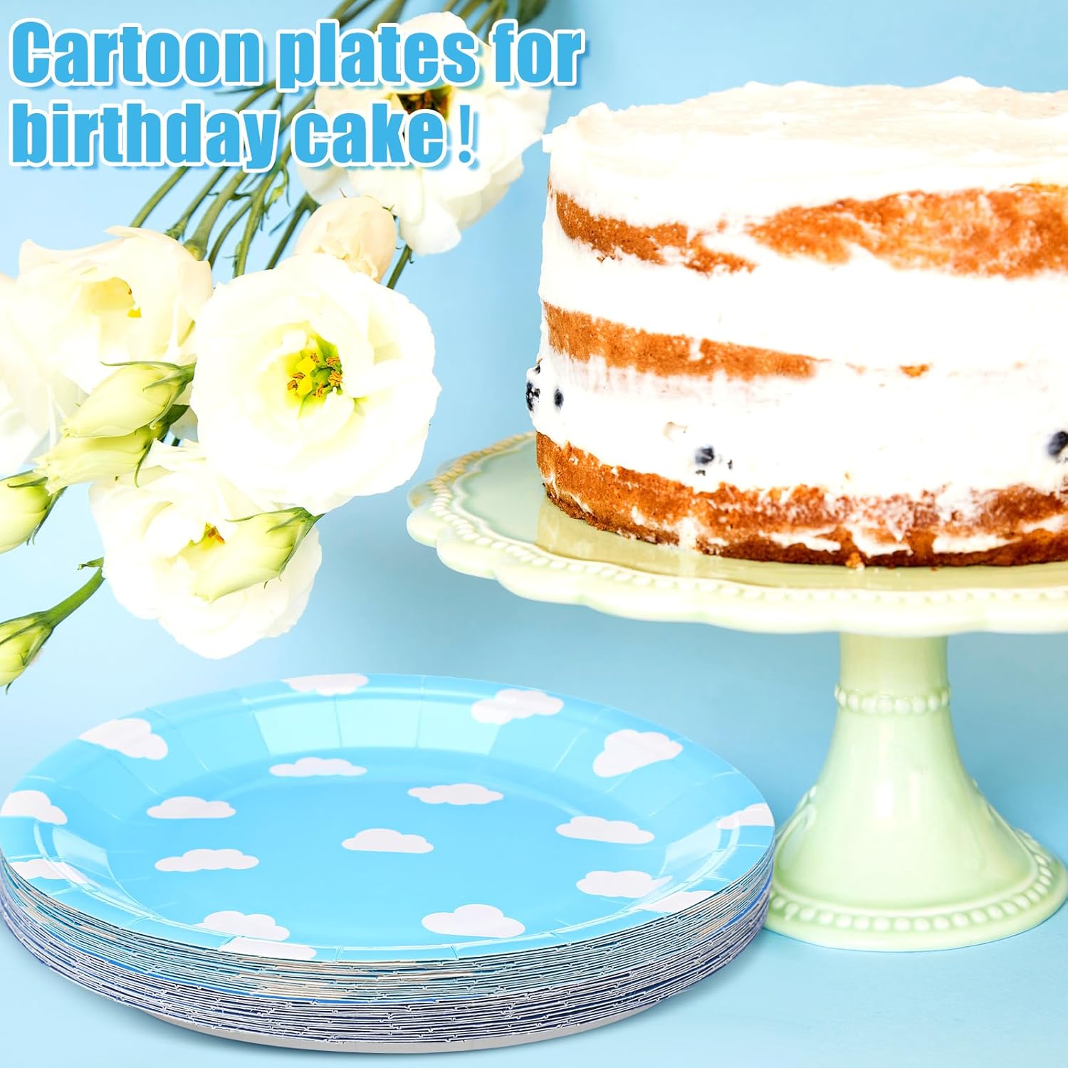 96 Pack 9 Inch Cartoon Plates Inspire Game Mix Color Tableware for Birthday Party Supplies Large Size Sky Cloud Tableware Decorations Baby Shower Birthday Party Favors