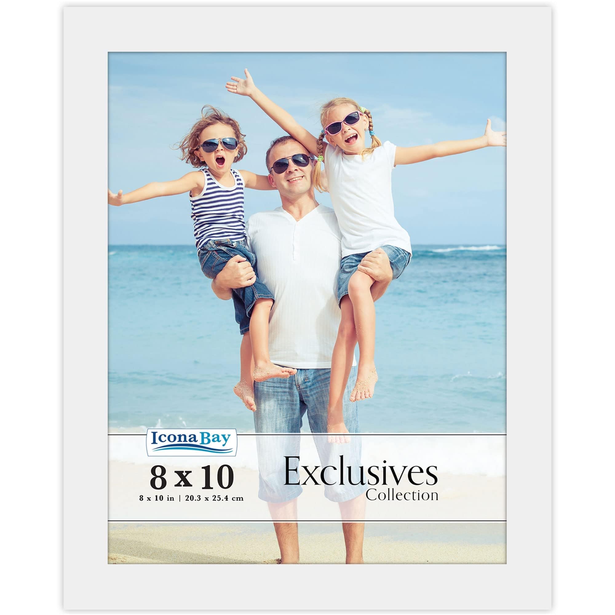 Icona Bay 8x10 White Picture Frame, Sturdy Wood Composite Photo Frame 8 x 10, Sleek Design, Table Top or Wall Mount, Exclusives Collection