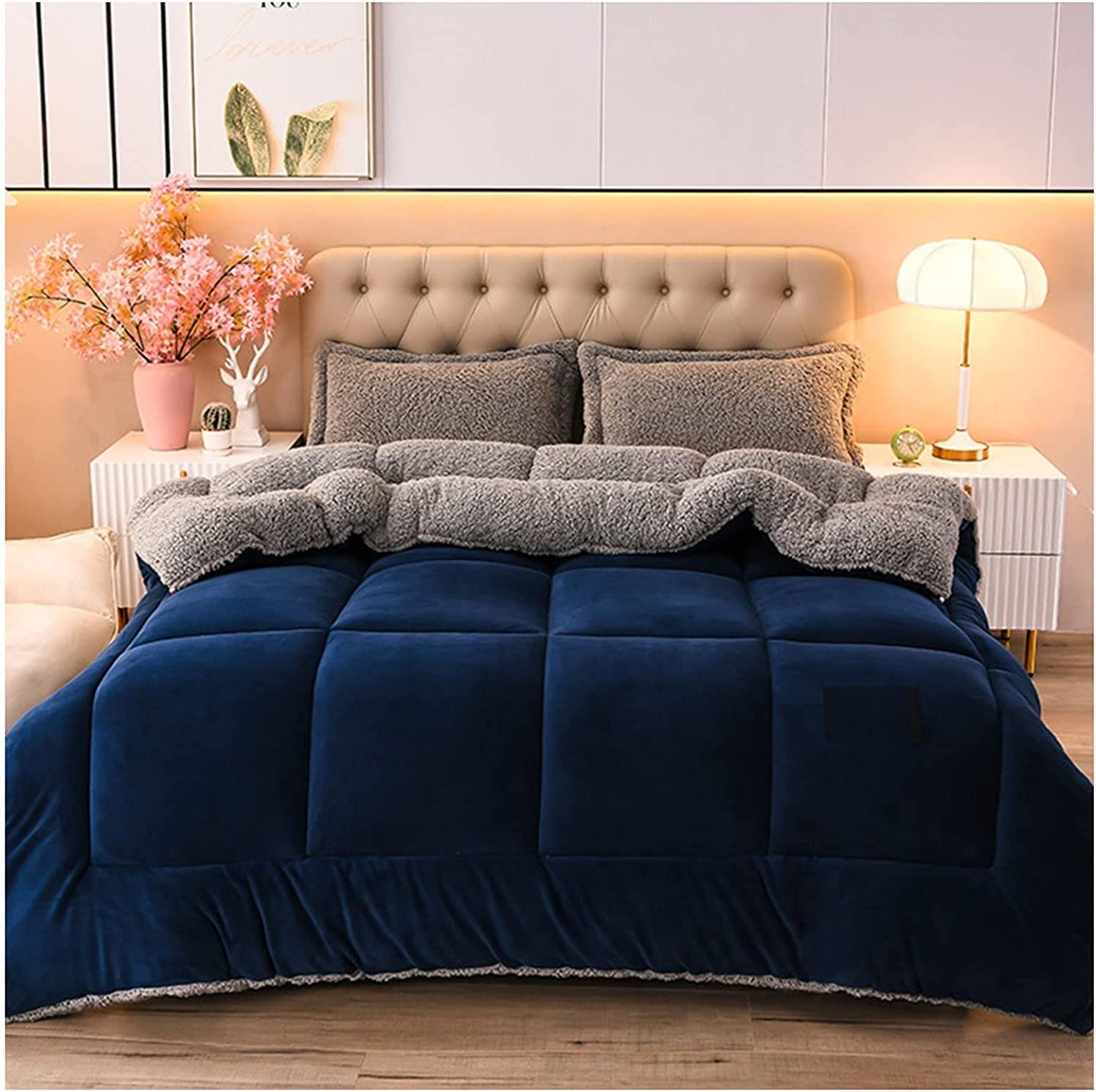 Thicken Comforter Winter Lamb Cashmere Blanket Soft Warm Bed Quilt Bedding for Home Bedroom Queen Quilt(Colour9,180x220cm(3.5KG))