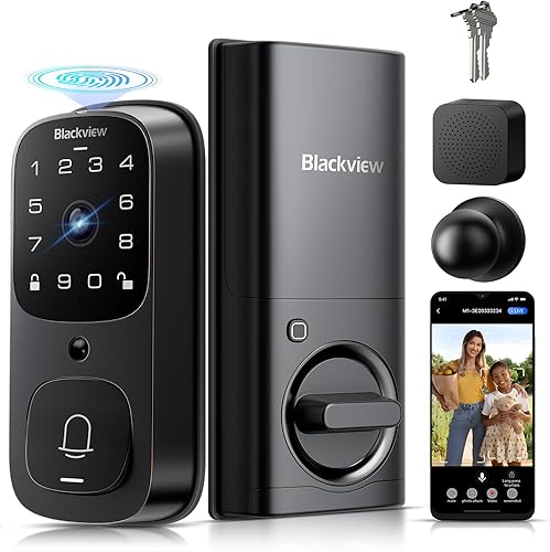 Blackview Cerradura inteligente de video SE80, cámara 3 en 1 de puerta 3.5K+timbre+cerradura de puerta de entrada sin llave de huellas dactilares,